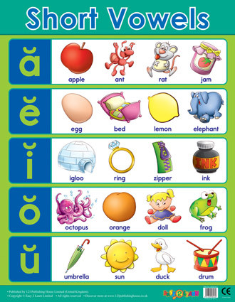 School Posters | Short Vowels Literacy Grammar Chart for the Classroom