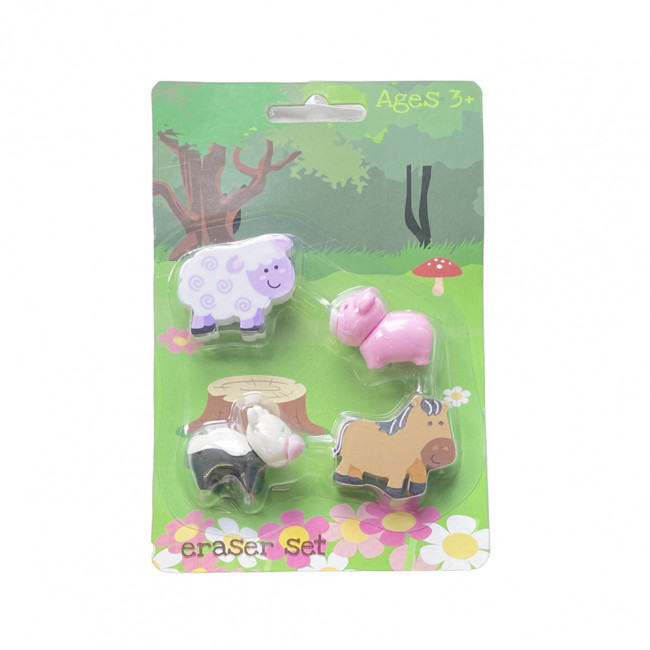 Kids Erasers | Cute Farm Animals Eraser Set For Party Bags & Class