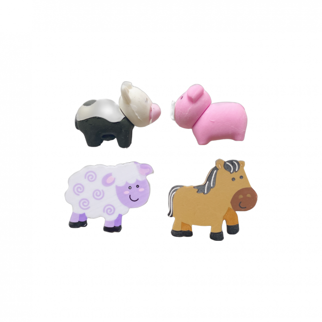 Kids Erasers | Cute Farm Animals Eraser Set For Party Bags & Class