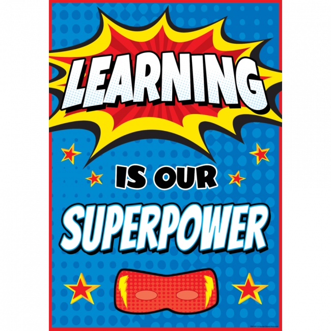 School Posters Learning Is Our Superpower Super Hero Classroom Poster Free Delivery 8504