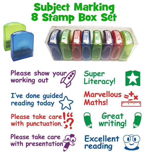 Teacher Stamps | Great Value Subject Marking 8 Tray Stamp Set. Free ...