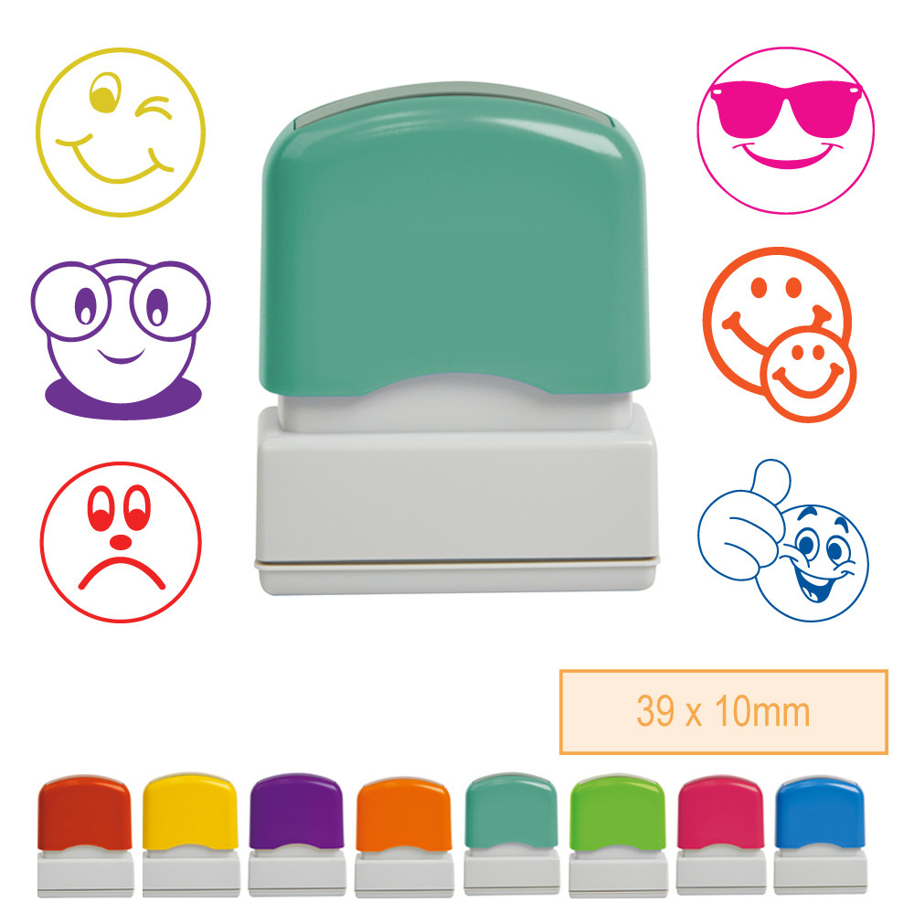 Custom Stampers | Emoji / Faces School Reinkable Rectangle Teacher ...