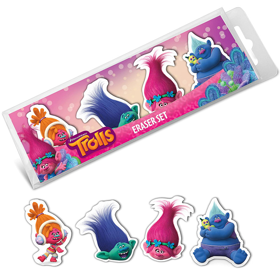 Class / Party Gifts | Official Trolls 4 Eraser Set. Free Delivery