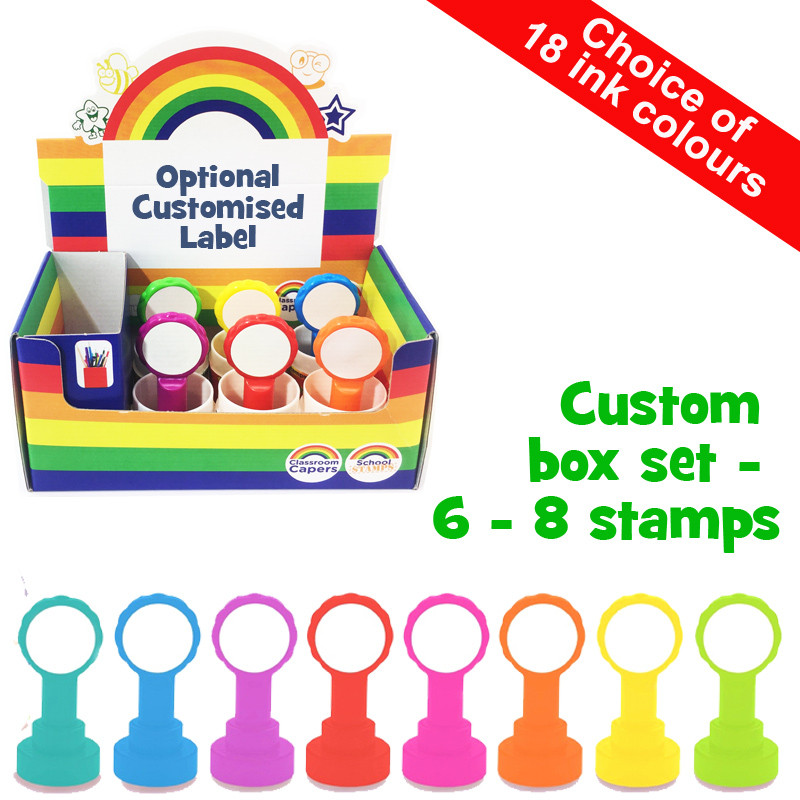 Custom Teacher Stamp Box Set 6 to 8 Custom Xclamations Stamps