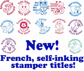 French marking and praise self-inking stampers