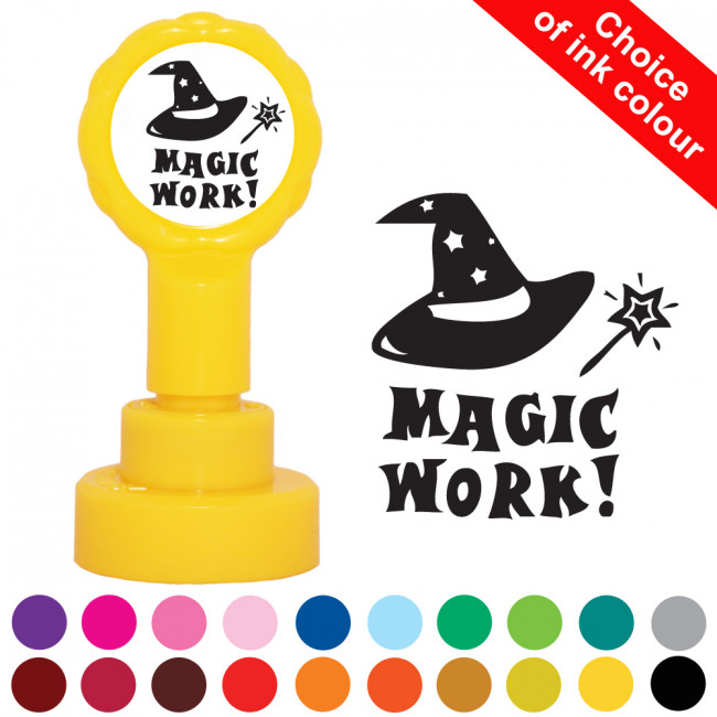 Self-inking magic work stamp