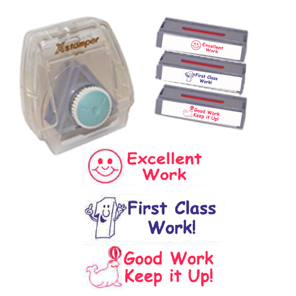 Xstamper3-in-1 Pre-filled set: Good work praise marking set.