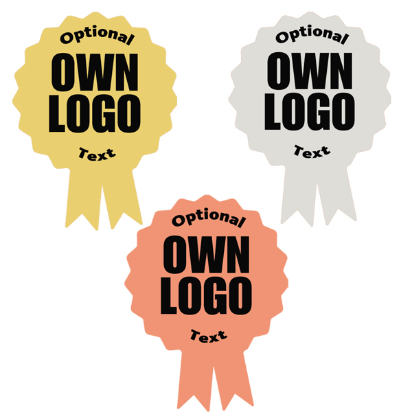 Own logo/image personalised gold, silver, bronze rosette stickers