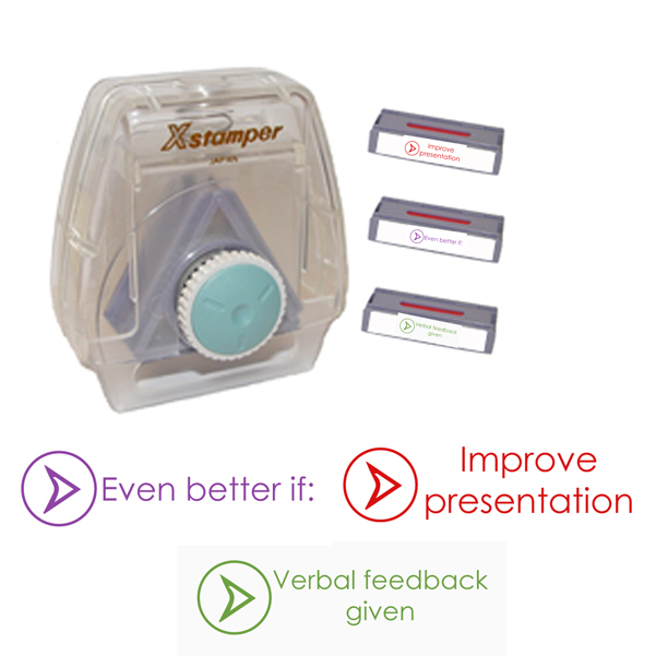 Xstamper3-in-1 Pre-filled set: Presentation focus marking stamp set including Verbal feedback given .